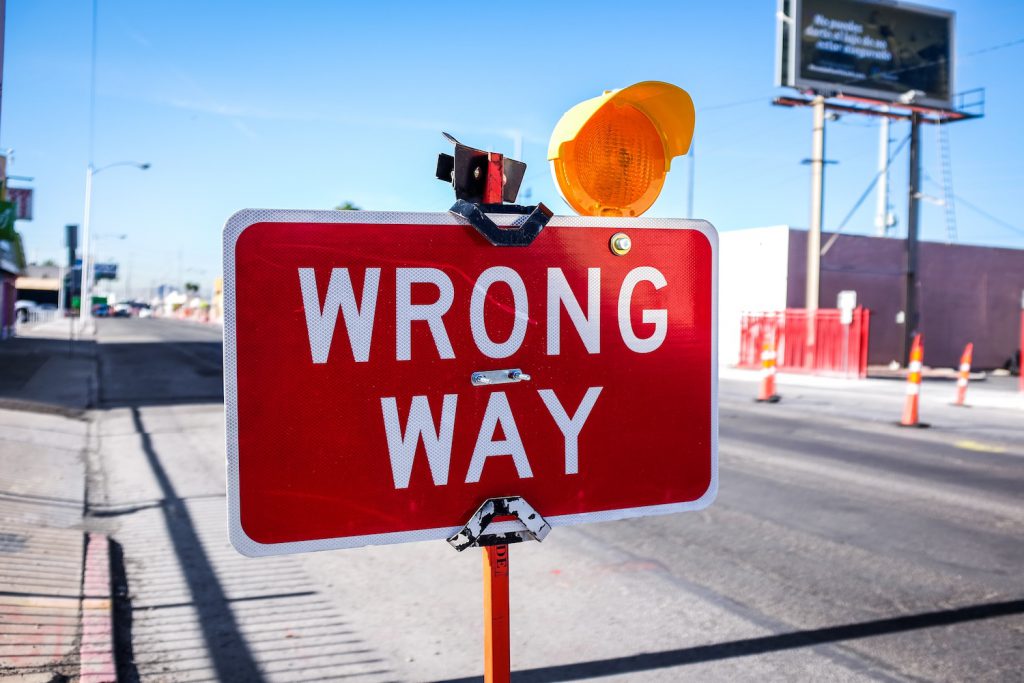 decorative image: wrong way sign